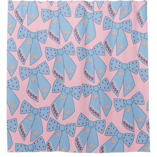 Roze en blauwe bogen douchegordijn (Voorkant)