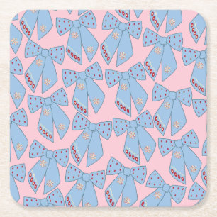 Roze en blauwe bogen kartonnen onderzetters
