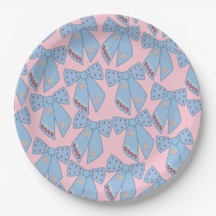 Roze en blauwe bogen papieren bordje