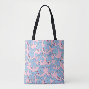Roze en blauwe bogen tote bag