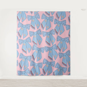 Roze en blauwe bogen wandkleed