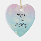 Roze en Blauwe Bokeh 13th Birthday Keramisch Ornament (Rechts)