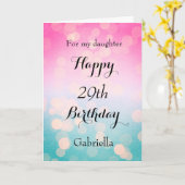 Roze en Blauwe Bokeh 29th Birthday Kaart (Gele Bloem)