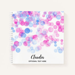Roze en Blauwe Bokeh Effect Stippen Gepersonalis Notitieboek