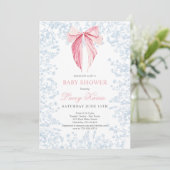 Roze en Blauwe boog Baby shower uitnodiging (Staand voorkant)