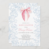 Roze en Blauwe boog Baby shower uitnodiging (Voorkant / Achterkant)