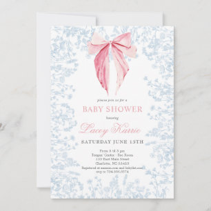 Roze en Blauwe boog Baby shower uitnodiging