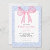 Roze en blauwe boog baby shower uitnodiging (Voorkant)