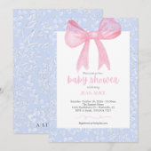 Roze en blauwe boog baby shower uitnodiging (Voorkant / Achterkant)