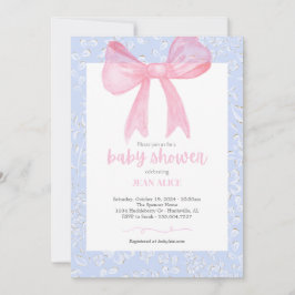 Roze en blauwe boog baby shower uitnodiging