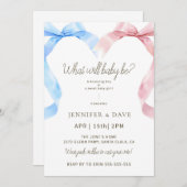 Roze en Blauwe Bow Gender Reveal Uitnodiging (Voorkant / Achterkant)