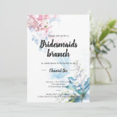Roze en blauwe bridesmaïden Brunch Shower Invitati Kaart (Staand voorkant)