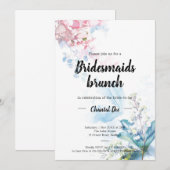 Roze en blauwe bridesmaïden Brunch Shower Invitati Kaart (Voorkant / Achterkant)