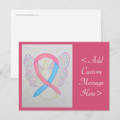 Roze en blauwe Briefkaart Ribbon Angel (Voorkant / Achterkant)