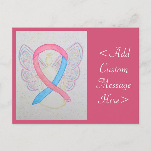 Roze en blauwe Briefkaart Ribbon Angel (Voorkant)