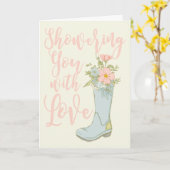 Roze en blauwe bruidsbabyfeest kaart (Gele Bloem)