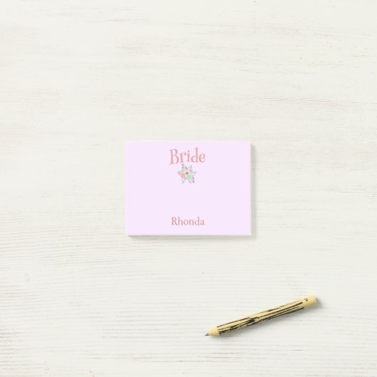 Roze en blauwe bruidsfavorgift post-it® notes (Op bureau)