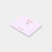 Roze en blauwe bruidsfavorgift post-it® notes (Schuin)