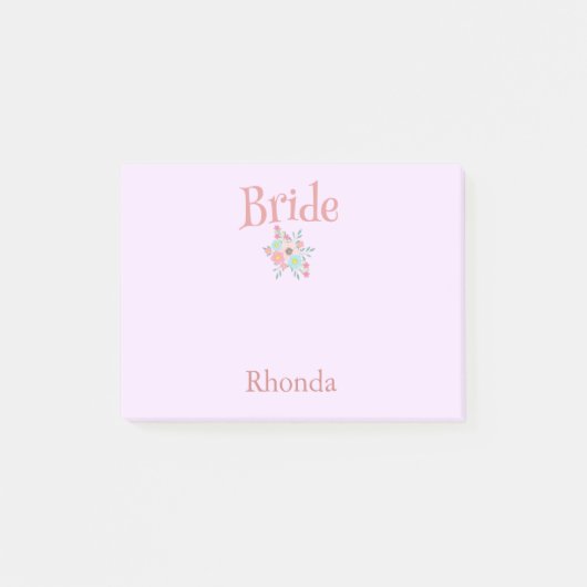 Roze en blauwe bruidsfavoriet cadeau post-it® notes (Voorkant)