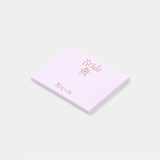 Roze en blauwe bruidsgunstgeschenk post-it® notes (Schuin)