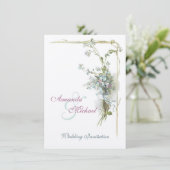 Roze en blauwe bruiloft met vergeet-me-nots kaart (Staand voorkant)