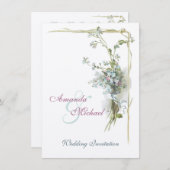 Roze en blauwe bruiloft met vergeet-me-nots kaart (Voorkant / Achterkant)