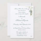 Roze en blauwe bruiloft met vergeet-me-nots kaart (Achterkant)