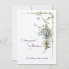 Roze en blauwe bruiloft met vergeet-me-nots kaart