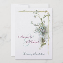 Roze en blauwe bruiloft met vergeet-me-nots kaart