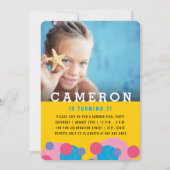 Roze en Blauwe Bubbels Foto Meisje Verjaardagsfees Kaart (Voorkant)