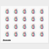 Roze en Blauwe Bubble Thee Ronde Sticker (Vel)