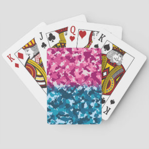 Roze en blauwe camo pokerkaarten