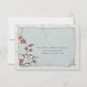Roze en Blauwe Cherry Blossom Chickadee RSVP (Achterkant)