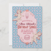 Roze en blauwe Cherub Rococo esthetische partij Kaart (Voorkant)