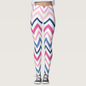 Roze en Blauwe Chevron Leggings (Voorkant)
