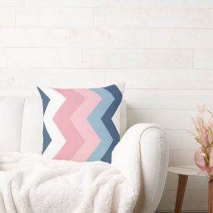roze en blauwe chevron Patroon Kussen