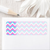 Roze en Blauwe Chevron Zig Zag Stripes. Etiket (Insitu)