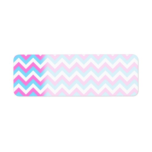Roze en Blauwe Chevron Zig Zag Stripes. Etiket (Voorkant)