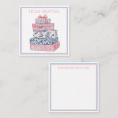 Roze en blauwe Chinoiserie kerstcadeaus Notitiekaartje (Voorkant / Achterkant)