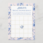 Roze en Blauwe Chinoiserie Vrijgezellenfeest Bingo Informatiekaartje (Voorkant)