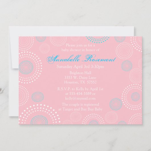 Roze en Blauwe Circles Baby shower Uitnodiging (Voorkant)