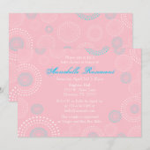 Roze en Blauwe Circles Baby shower Uitnodiging (Voorkant / Achterkant)