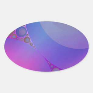Roze en Blauwe Cirkels Mozaïek Ovale Sticker