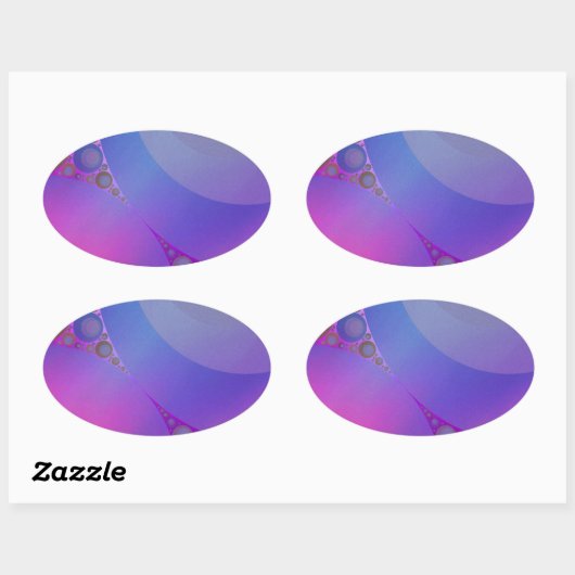 Roze en blauwe cirkels ovale sticker (Vel)