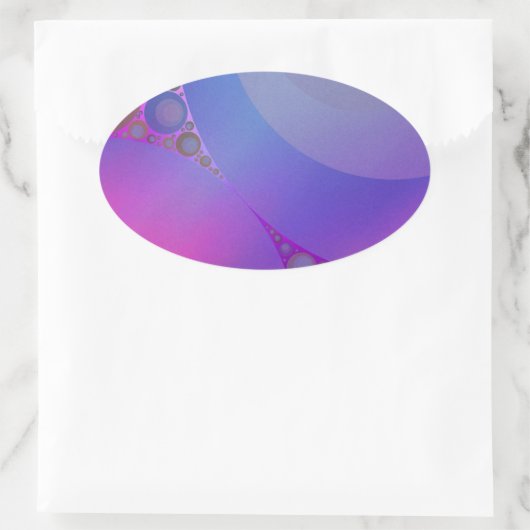 Roze en blauwe cirkels ovale sticker (Tas)