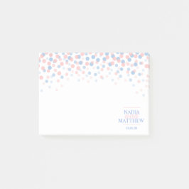 Roze en blauwe confetti bruiloft post het merkt op post-it® notes