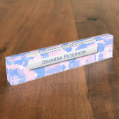 Roze en blauwe Confetti Naambordje (Zijkant)