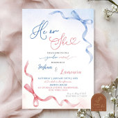 Roze en Blauwe Coquette Bow Gender Reveal Kaart