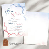 Roze en Blauwe Coquette Bow Gender Reveal Kaart