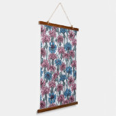 Roze en blauwe cornbloemen op wit hangend wandkleed (Gebogen)